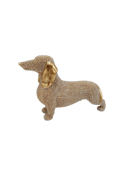 Dog Figure Gold Dachshund Polyresin 18.5x5.8x11.9cm Pack of 2 Pieces
