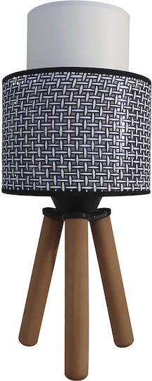 Heronia Wood Table Lamp for Socket E27 with Black Shade and Base
