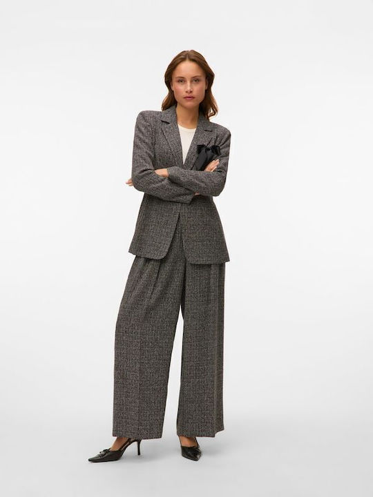 Damen Stoff Hose in Weitem Schnitt Black Salt And Pepper