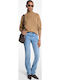 Damen Pullover Wolle Rollkragen Dark Camel