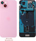 Iphone 15 Plus Battery Cover Camera Lens Metal Plaid Flashlight Charging Flex Nfc Pink