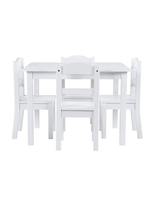 Kids Table Set with Chairs Made of White Wood