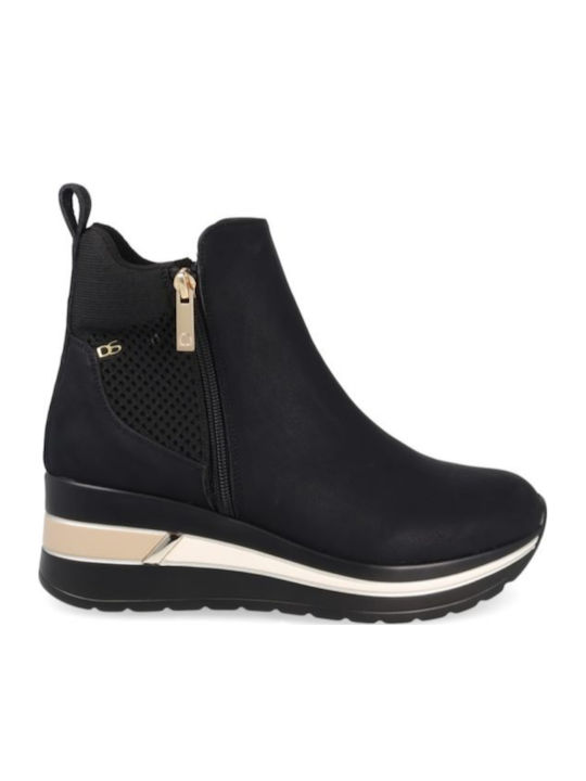 Leder Stiefeletten Damen Schwarz