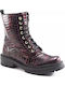 Women's Patent Leather Ankle Boots Burgundy
