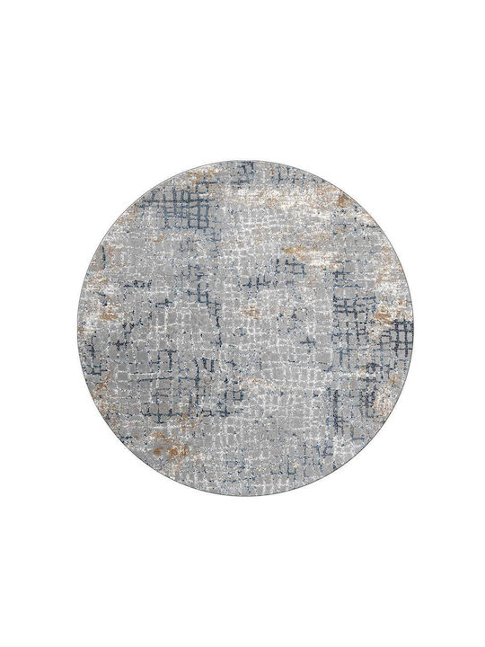 Ns Carpets Teppich Rund Synthetisch,Polyester/Cotton/Leather Grey Navy