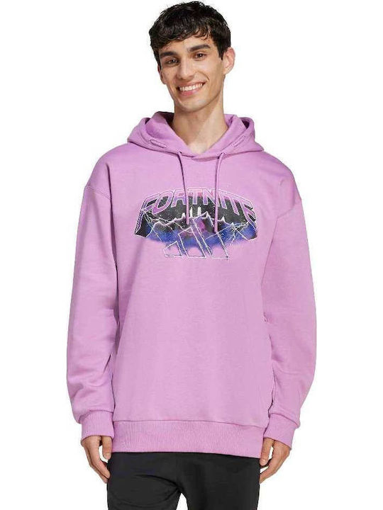 adidas Φούτερ Purple με Κουκούλα