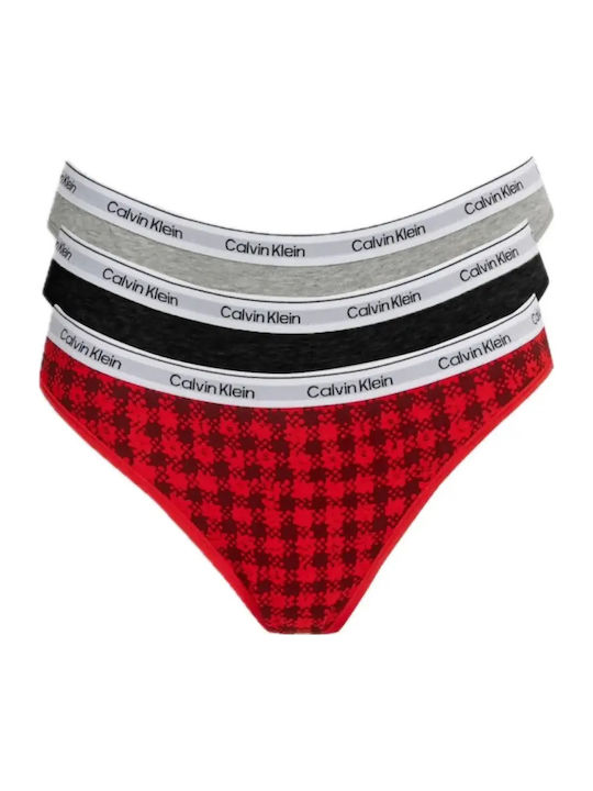 Calvin Klein Βαμβακερά Women's String 3Pack Mul...