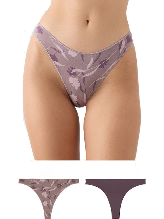 Minerva Fimelle Damen Zeichenfolge 2Pack Purple
