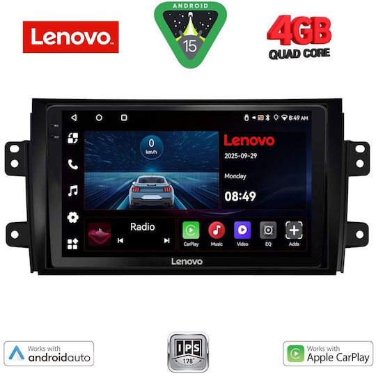 Lenovo Car Audio System for Fiat Sedici Suzuki SX4 2005-2013 (Bluetooth/USB/AUX/WiFi/GPS/Apple-Carplay/Android-Auto) with Touch Screen 9"