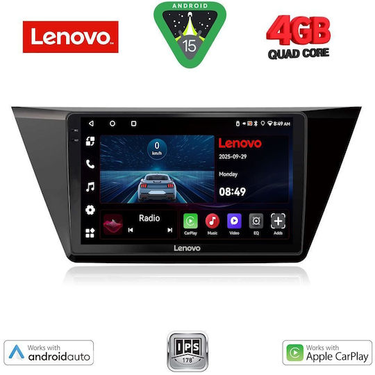 Lenovo Ηχοσύστημα Αυτοκινήτου για Volkswagen Touran 2016 (Bluetooth/USB/AUX/WiFi/GPS/Apple-Carplay/Android-Auto) με Οθόνη Αφής 10"