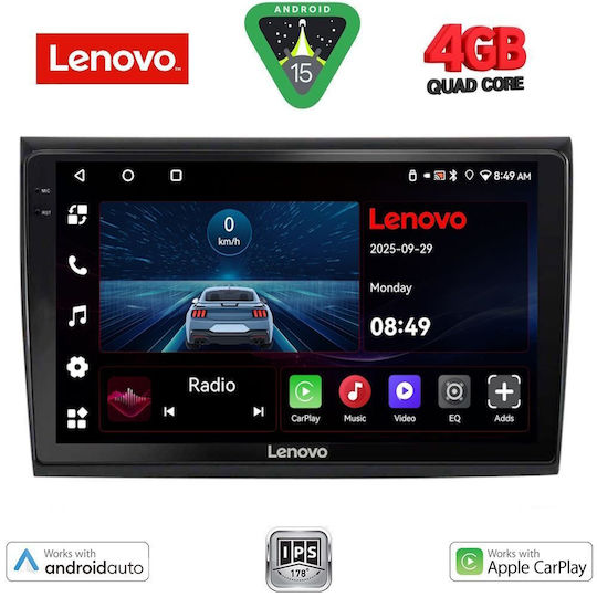 Lenovo Ηχοσύστημα Αυτοκινήτου για Fiat Bravo 2007 (Bluetooth/USB/AUX/WiFi/GPS/Apple-Carplay/Android-Auto) με Οθόνη Αφής 9"