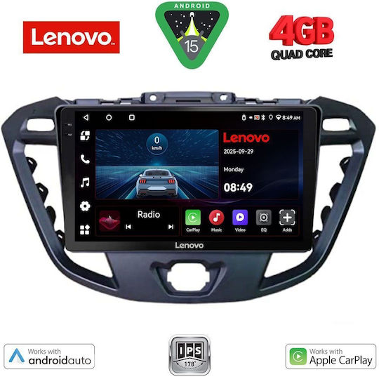 Lenovo Ηχοσύστημα Αυτοκινήτου για Ford Transit Custom / Tourneo Custom 2013-2019 (Bluetooth/USB/AUX/WiFi/GPS/Apple-Carplay/Android-Auto) με Οθόνη Αφής 9"