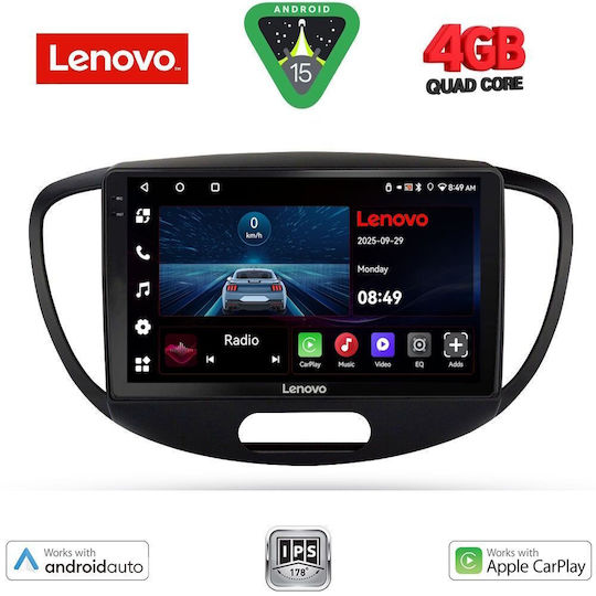Lenovo Ηχοσύστημα Αυτοκινήτου για Hyundai i10 2008-2013 (Bluetooth/USB/AUX/WiFi/GPS/Apple-Carplay/Android-Auto) με Οθόνη Αφής 9"