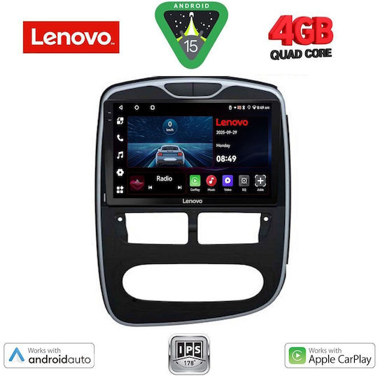 Lenovo Car Audio System for Renault Clio 2012-2015 (Bluetooth/USB/AUX/WiFi/GPS/Apple-Carplay/Android-Auto) with Touch Screen 10"