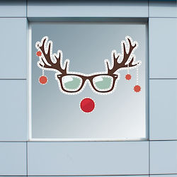 Etichete Pentru Vitrine și Pereți De Magazin Decorativ Crăciun Vitrină Reindeer Ochelari 60x44cm Etichete Pentru Vitrine și Pereți De Magazin Decorativ Crăciun Vitrină Reindeer Ochelari 60x44cm