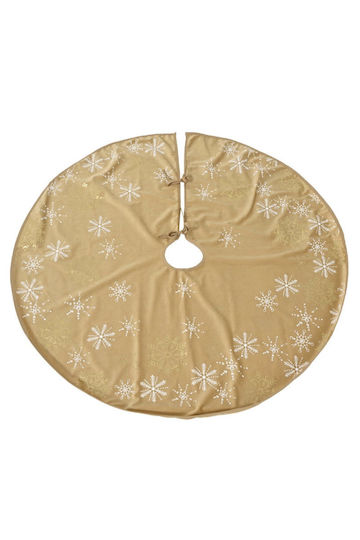 Weihnachtsbaumrock ''Schneeflocken'' Beige Ψάθινη Μ100xΥ100εκ.