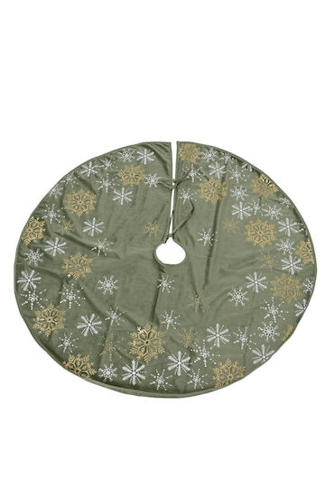 Weihnachtsbaumrock ''Schneeflocken'' Grün Ψάθινη Μ100xΥ100xΦ100εκ.