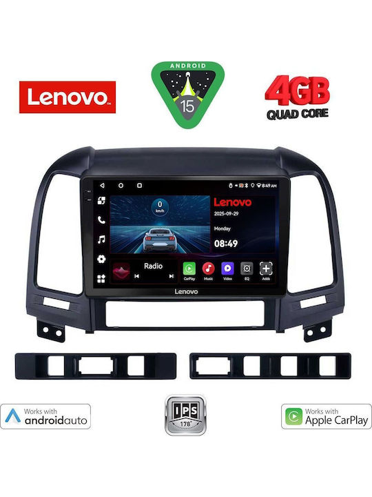Lenovo Car Audio System for Hyundai Santa Fe 2005-2013 (Bluetooth/USB/AUX/WiFi/GPS/Apple-Carplay/Android-Auto) with Touch Screen 9"
