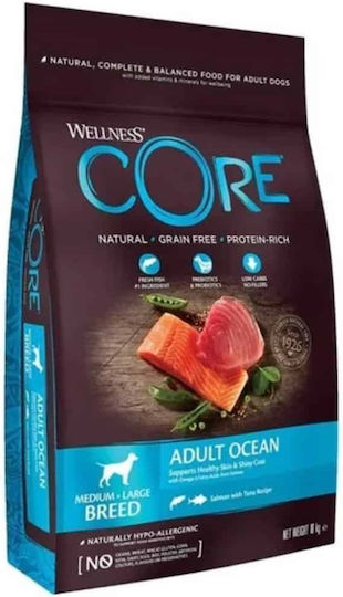 Wellness Core 10kg Ξηρά Τροφή για Ενήλικους Σκύλους με Σολομό, Πουλερικά, Κρέας, Τόνο και Λαχανικά