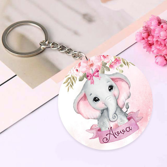 Ключодържател За Кръщене Розово Слонче 5см Vst005 Bal-vst005-pink-elephant