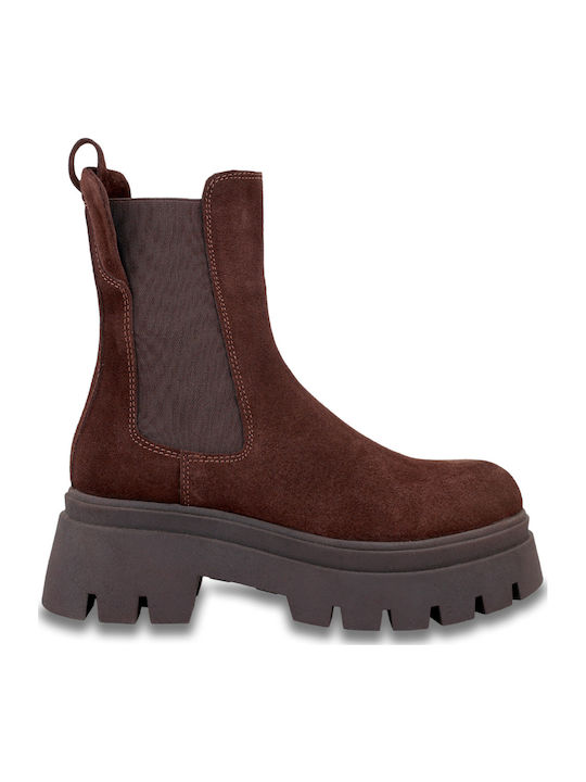 Wildleder Stiefeletten Damen Braun