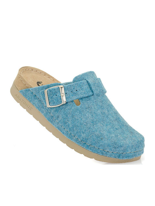 Anatomical Woolen Women's Slippers Light Blue