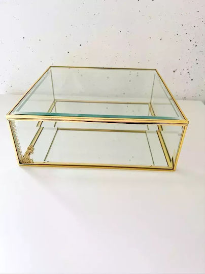 Εκλεπτυσμένο Γυάλινο Κουτί Στεφανοθήκης Χρυσές Ακμές