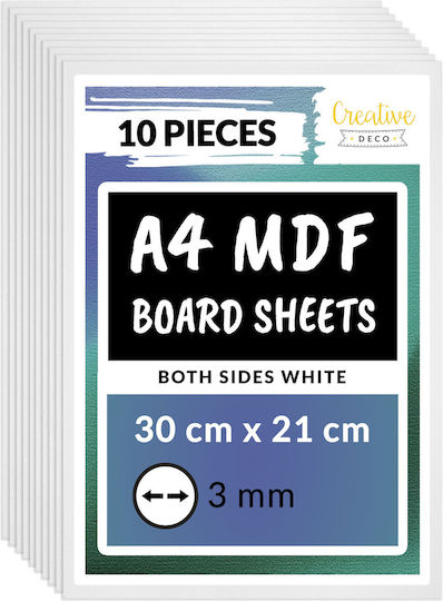 Creative Deco 10 x A4 MDF-Platte Weiß 300 x 210 x 3 mm MDF-Platten DIY Basteln Perfekt für Pyrographie Laserschneiden Modellbau Fräsen CNC Plotter Laubsägearbeiten