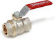 Giacomini R910x025 Comutator cu conector filet interior-in interior filet 1” Diametru alama placată cu nichel mâner metal roșu