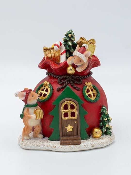 Weihnachts- Beleuchtete Dekorative Darstellung Rot mit Batterie 13x12x29cm 2Stück