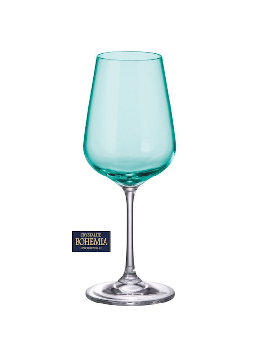 Galifas Set of Glasses for White Wine made of Crystal in Blue Color Stemmed 360ml 6pcs
