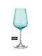 Galifas Set of Glasses for White Wine made of Crystal in Blue Color Stemmed 360ml 6pcs