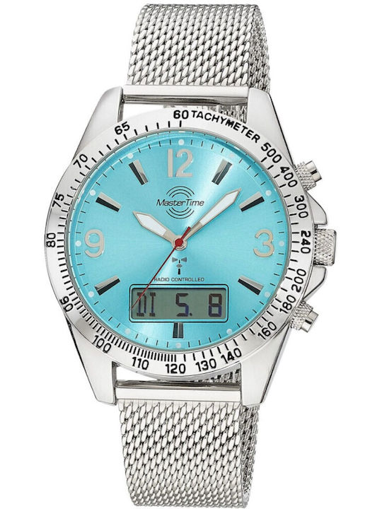 Master Time Ψηφιακό Ανδρικό Ρολόι 42mm Χρονογράφος Μπαταρίας με Ασημί Ατσάλινο Μπρασελέ