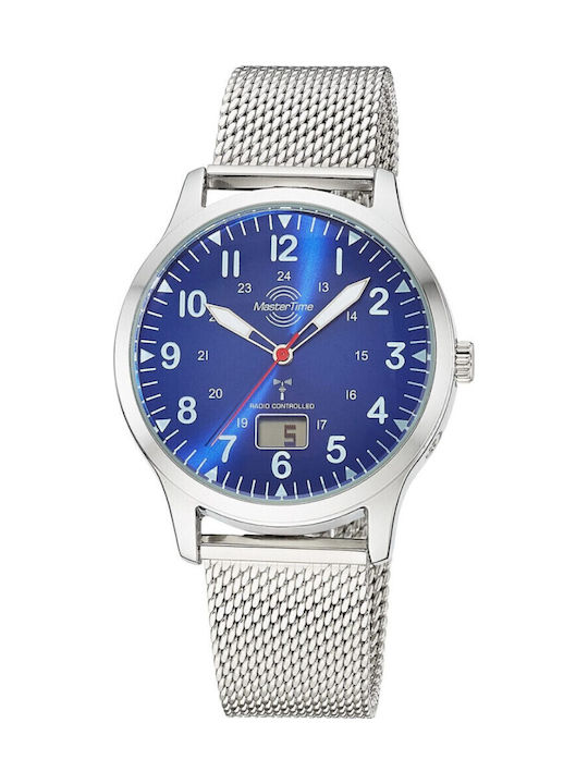 Master Time Ανδρικό Ρολόι 40mm Μπαταρίας Ασημί