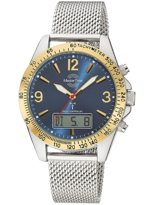Master Time Ψηφιακό Ανδρικό Ρολόι 42mm Χρονογράφος Μπαταρίας με Ασημί Ατσάλινο Μπρασελέ