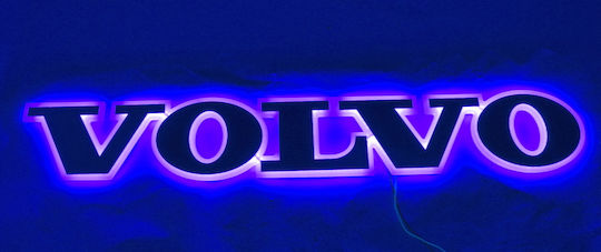 Beleuchtetes Maskenschild Neon Blau Volvo 24v