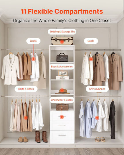 Vevor Κρεμαστή Θήκη Αποθήκευσης Ρούχων σε Λευκό Χρώμα 37.9cm Vevor Κρεμαστή Θήκη Αποθήκευσης Ρούχων σε Λευκό Χρώμα 37.9cm