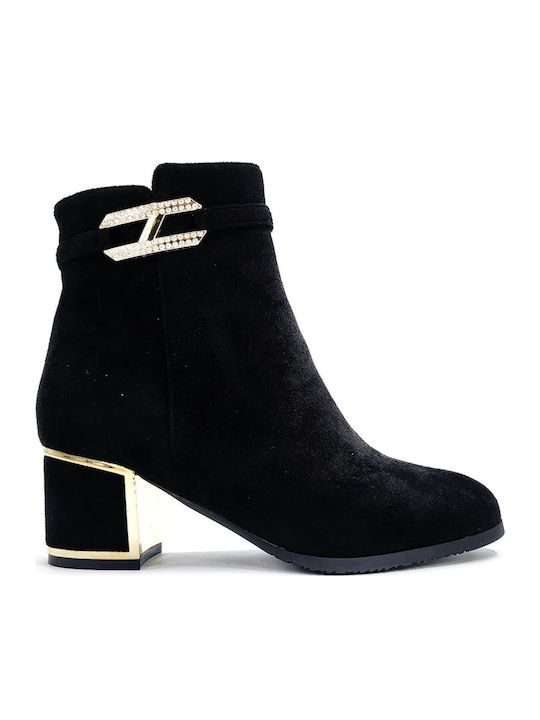 Suede Γυναικεία Μποτάκια Μαύρα