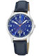 Master Time Men's Watch 40mm Battery with Blue Leather Strap