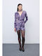 Rochie Mini De Seară Drapată Violet