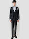 Men's Suit with Vest Slim Fit Black