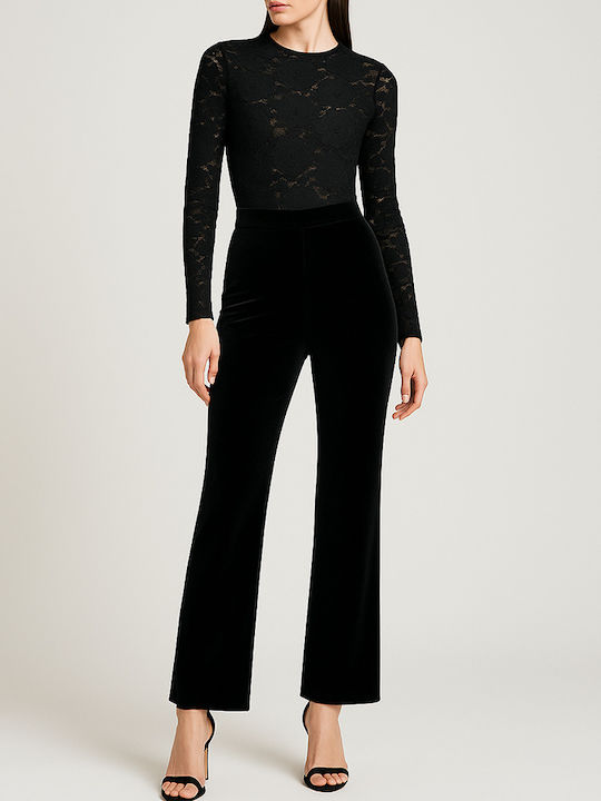 Elastic Lace Black Bodysuit
