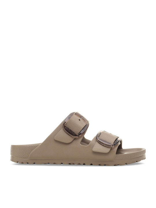 Big Buckle Flip Flops in Sandal Style in Brown Colour