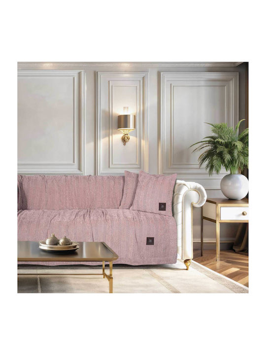 Das Home Essential 3948 Zweisitzer-Sofa Überwurf Chenille 180x250cm Rosa