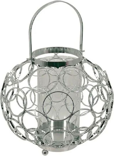 Marhome Tabletop Metallic Lantern Silver 23x23x23cm