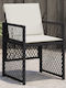 Outdoor Chair Rattan Black with Cushion 4pcs 36x49x49cm