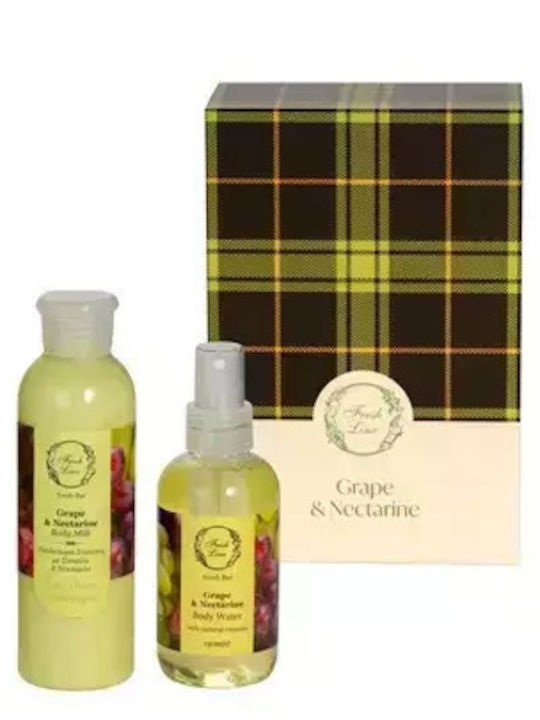 Fresh Line Grape & Nectarine Skin Care Set for Moisturizing & Body Cleaning 2pcs