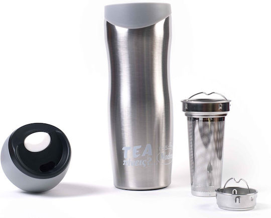 Madras Bottle Thermos Stainless Steel 450ml Silver with strainer