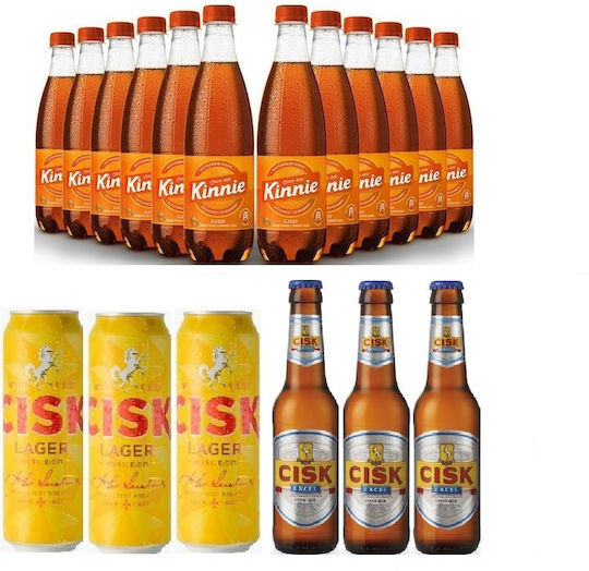 Pachet Kinnie 12x500ml 3x Cisk Lager Beer 500ml 3x Cisk Lager Excel 330ml