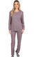 Lydia Creations Winter Women's Pyjama Set Grey Bordeaux